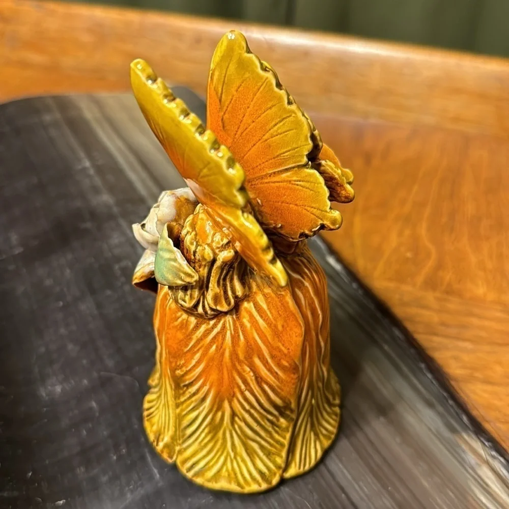 Vintage Ceramic Butterfly Bell Vintage Bohemian Fairy Fantasy Nympth Garden Bell